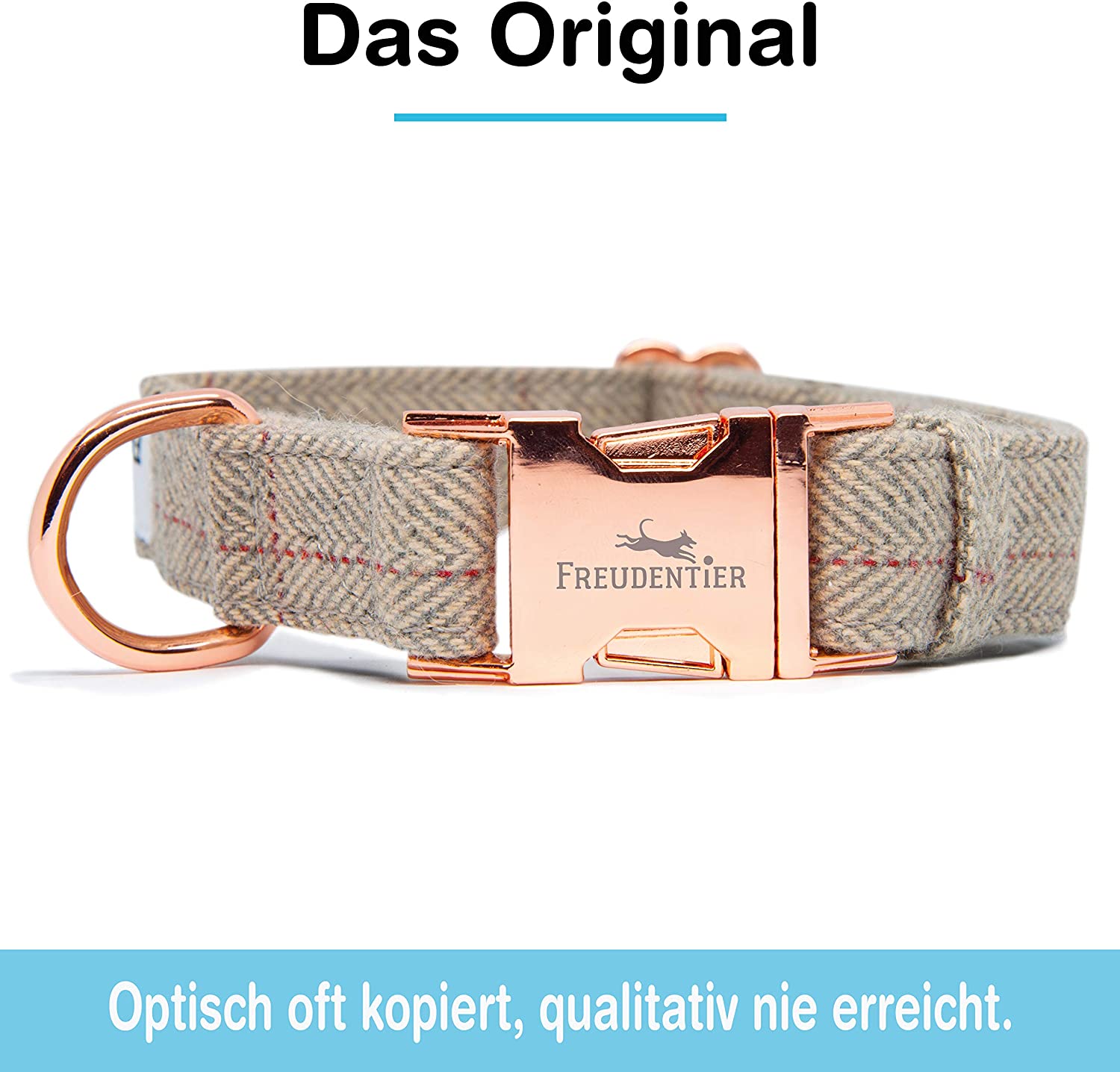 Freudentier Dog Collar + Dog Lead (2m) as Set, grey, 31-40cm - Image 2