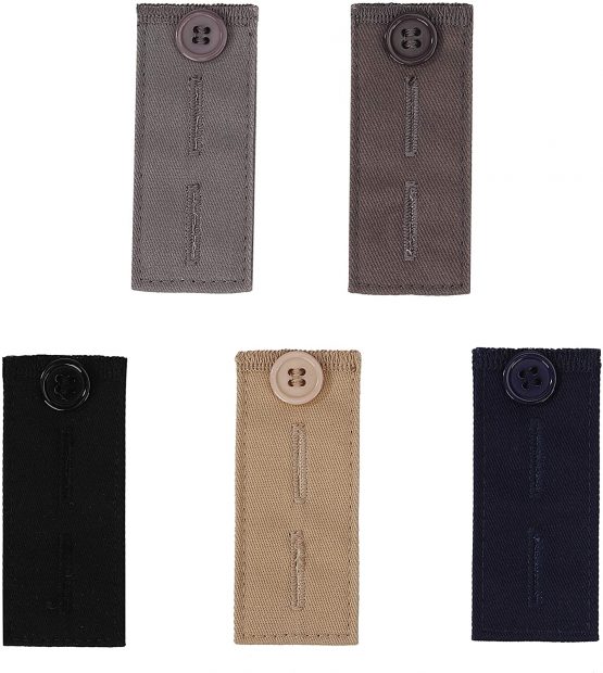 Waist Extender Adjustable Non Elastic Buttons Extenders Set with 2 Buttonholes for Suit Trouser Skirt Jeans Pant for Men Women 5 Pieces