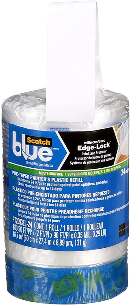 ScotchBlue Pre-taped Painter's Plastic, Unfolds to 24 inches x 30 yards, PT2093EL-24