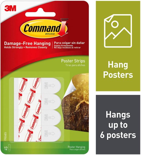 3M Command Poster Strips (Pack of 6, 12 Small Strips per Pack)