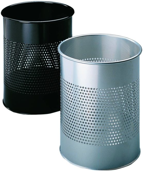 Durable Metal Round Waste Bin Silver 15 Litre Capacity | Stylish 165 mm Perforated Ring | Waste Basket for Offices, Schools, Home, etc. - Image 3