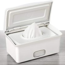 Ubbi Baby Nappy Wipes Dispenser | Baby Nappy Wipes Case, Baby Wipes Holder with Weighted Plate, Keeps Wipes Fresh and Non-Slip Rubber Feet, White