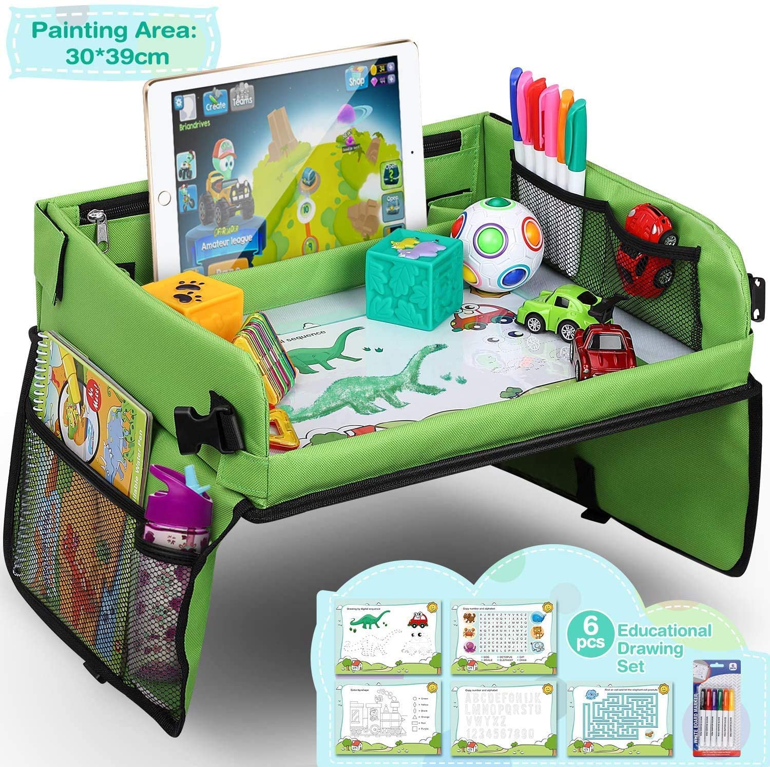 lenbest Kids Travel Tray, Travel Tray for Kids in Car, Car Seat Tray for Kids Travel