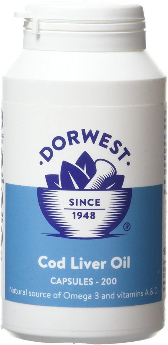 DORWEST HERBS Cod Liver Oil Capsules for Dogs and Cats 200 Capsules