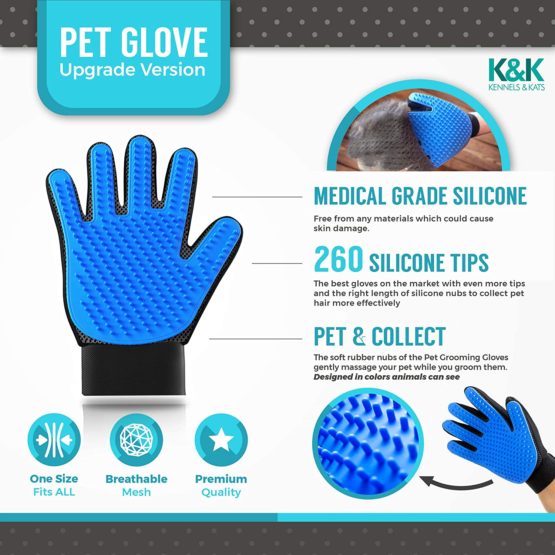 New Version Pet Grooming Gloves, Premium DeShedding Glove for Easy, Mess-Free Grooming of Cats, Dogs, Rabbits and Horses with Long/Short/Curly Fur - Image 2