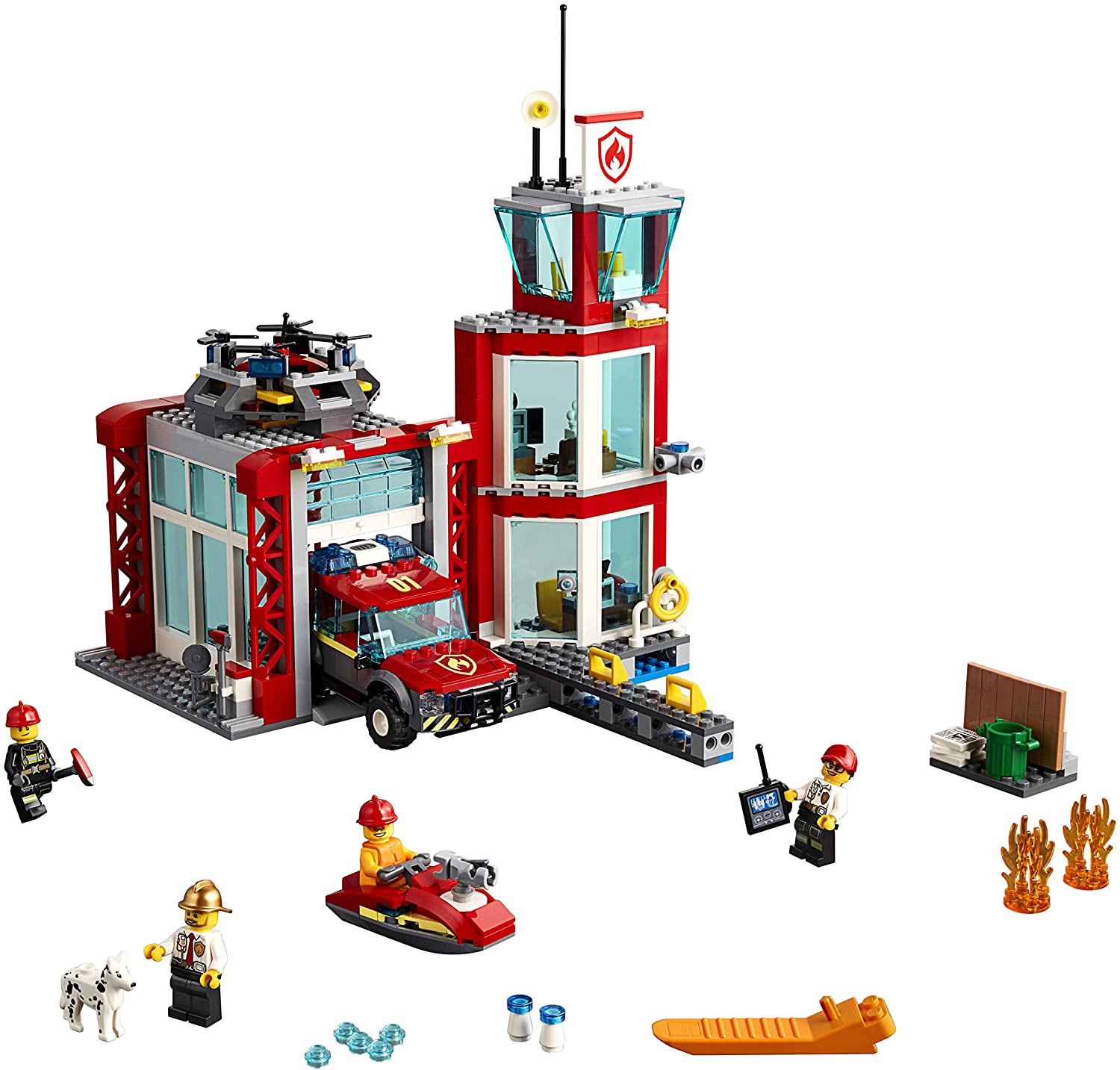LEGO City Fire Brigade Fire Station 60215 (509 parts) light & sound - 2019, Rot, Unique waist - Image 2