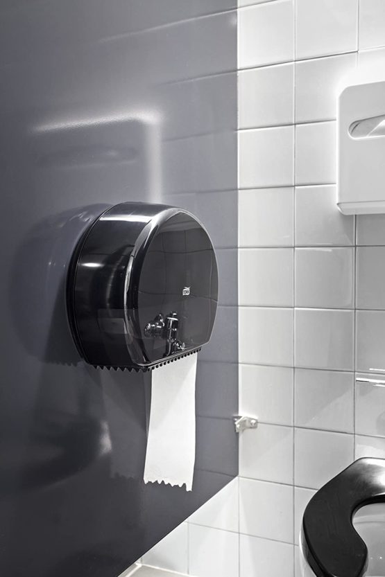 Tork W5509 Jumbo Toilet Paper Roll Plastic Dispenser, Black - Image 3