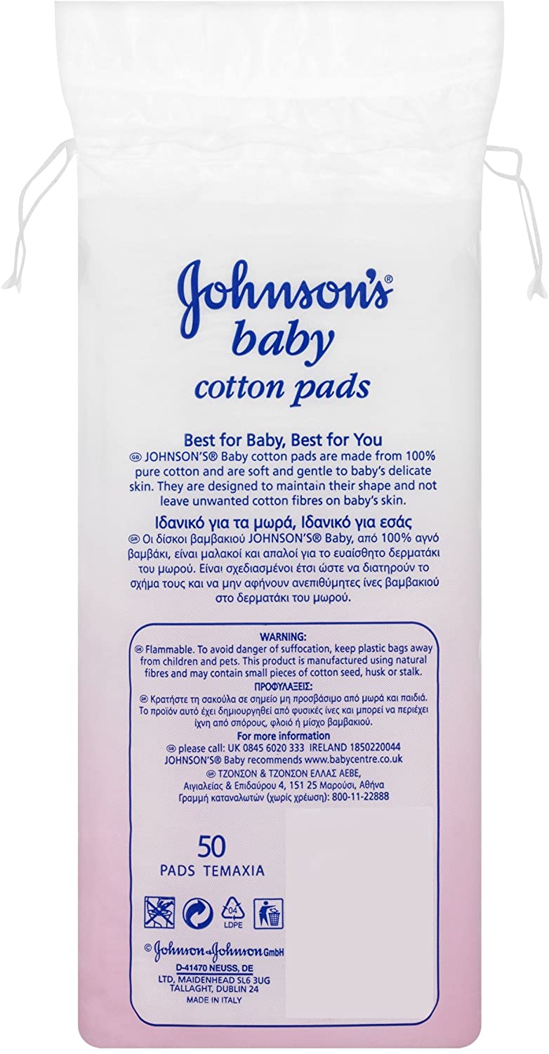 Johnson’s Baby Cotton Pads Pack of 12 x 50, Total 300 BigaMart