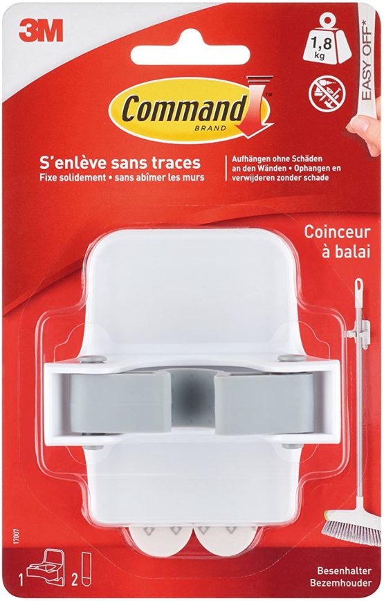 Command 17007 Broom Holder Holds up to 1.8 kg Load, 1 Hook and 2 Strips
