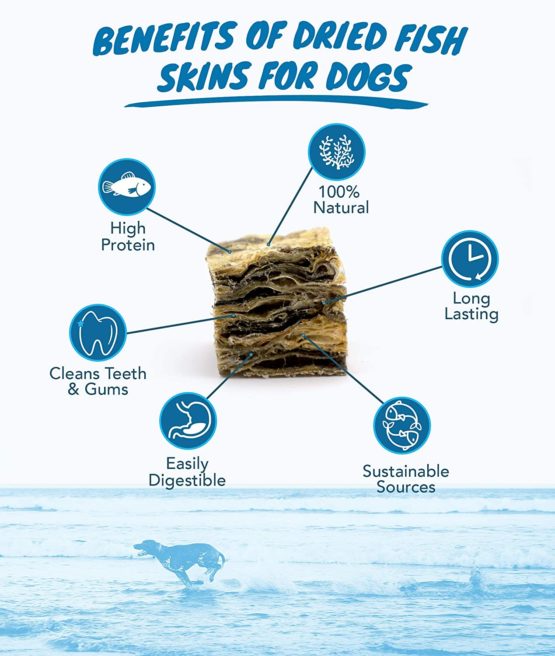 SKIPPER'S Dry Fish Skin Jerky Cubes -100% Natural Gently Air Dried Fish For Dogs Treats, Good for the Health, High in Protein and Grain Free - Popular Dog Treats (Cube size Small, 1Kg Pack) - Image 2