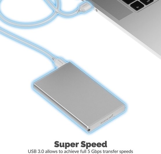 Sabrent Ultra Slim USB 3.0 to 2.5-Inch SATA External Aluminum Hard Drive Enclosure [Optimized For SSD, Support UASP SATA III] Silver (EC-UM30) - Image 4