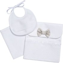 AGOFIL Baby Set Holder, bib and Towel Wipe, White and Beige, One Size (Pack of 3)