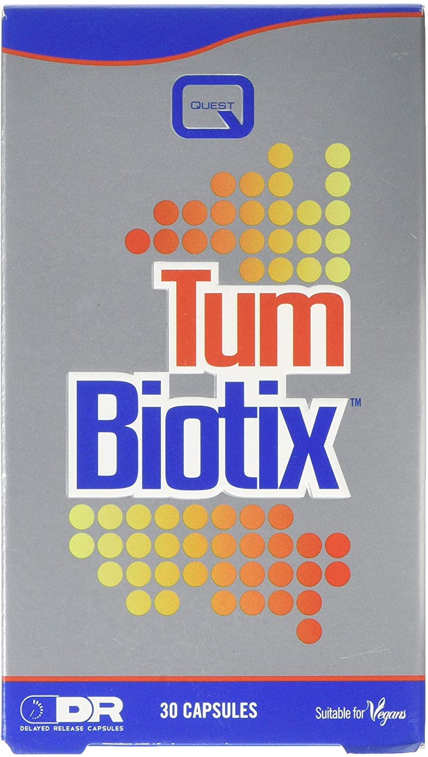 Quest Tum Biotix Gut Health Probiotics Supplements & Balance Gut Flora. 2 Billion CFU Helps Restore Gut Friendly Bacteria. Vegan Multi Strain Probiotic Digestive Supplement (30 Capsules)