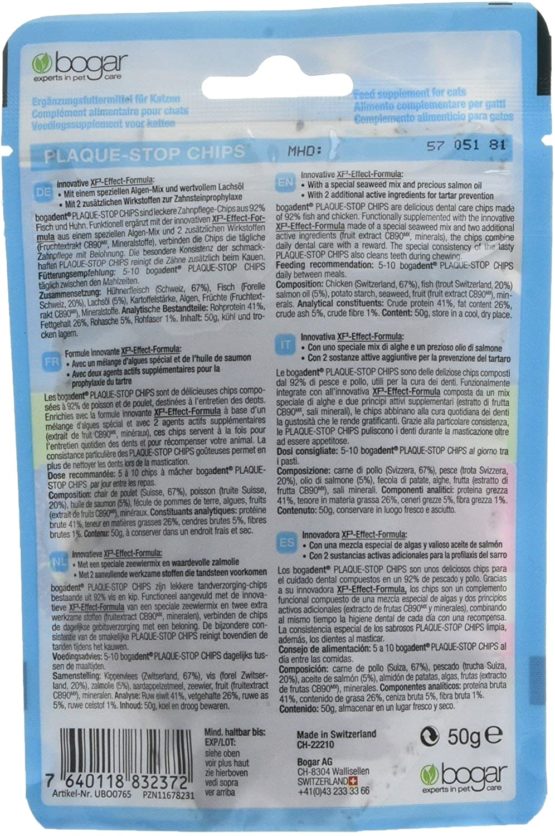 bogadent Plaque-Stop Fish Chips for Cats, 50g, single unit - Image 2