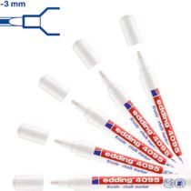 edding 4095 Chalk Marker Pen Set - White - 5 Chalk Pens - Round Tip 2-3 mm - Medium-Tipped Wet Wipe Pen for Chalkboards, Windows, Glass, Mirrors - Liquid Chalk Marker Pens for Opaque Coverage