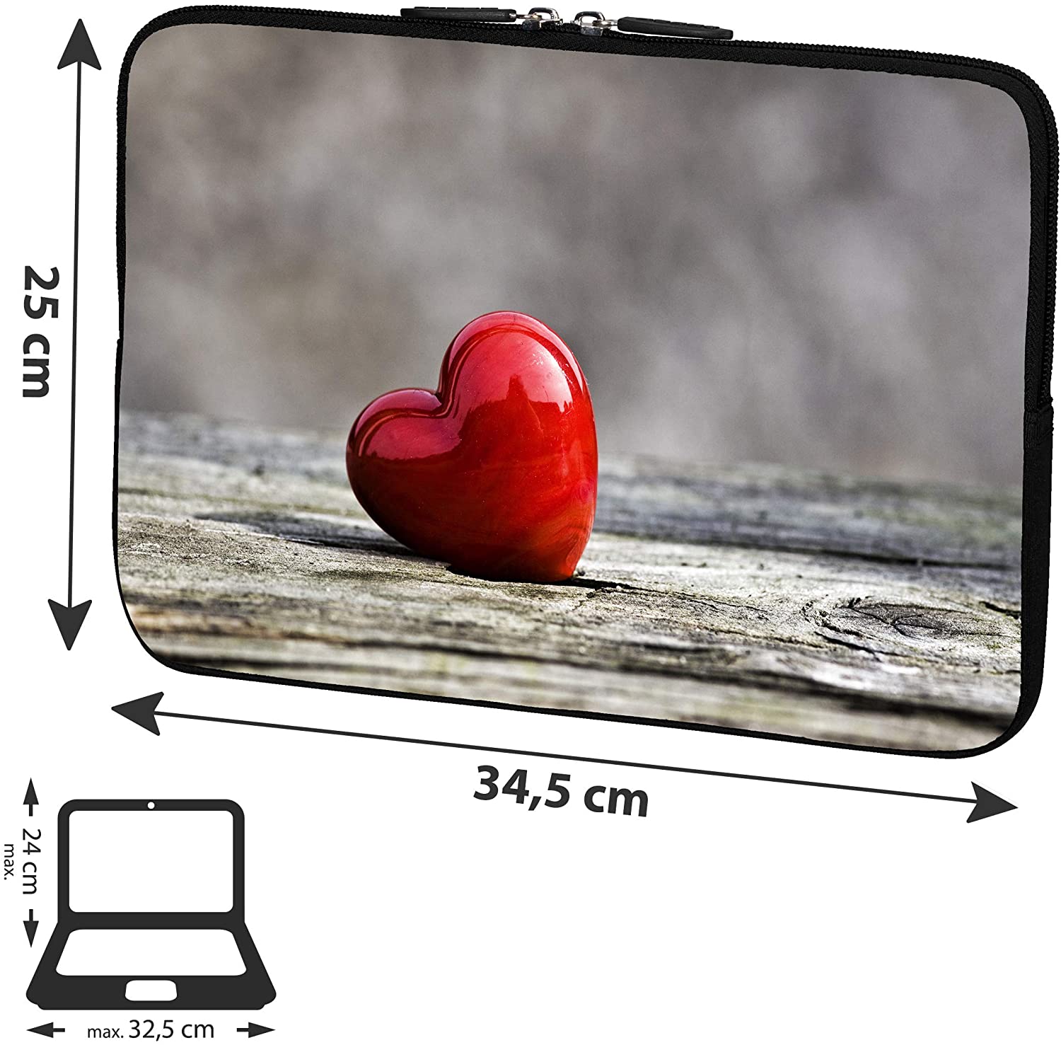 PEDEA Laptop Bag Case Design Sleeve for 13.3 inch, Love - Image 2