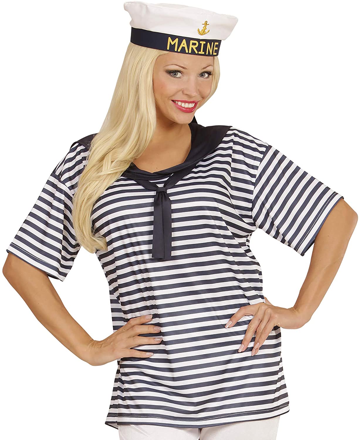 Widmann 03122 ? Adult Sailor Costume (Shirt and Hat), White, M-L - Image 2
