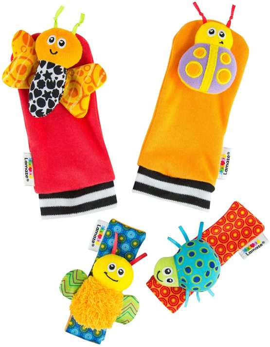 LAMAZE Gardenbug Wrist Baby Rattle Toy Baby Gift Set, Cute Foot Finder Baby Toy with Sensory Stimulation, Suitable for Boys & Girls From 0 - 6 Months, Styles May Vary LC27634