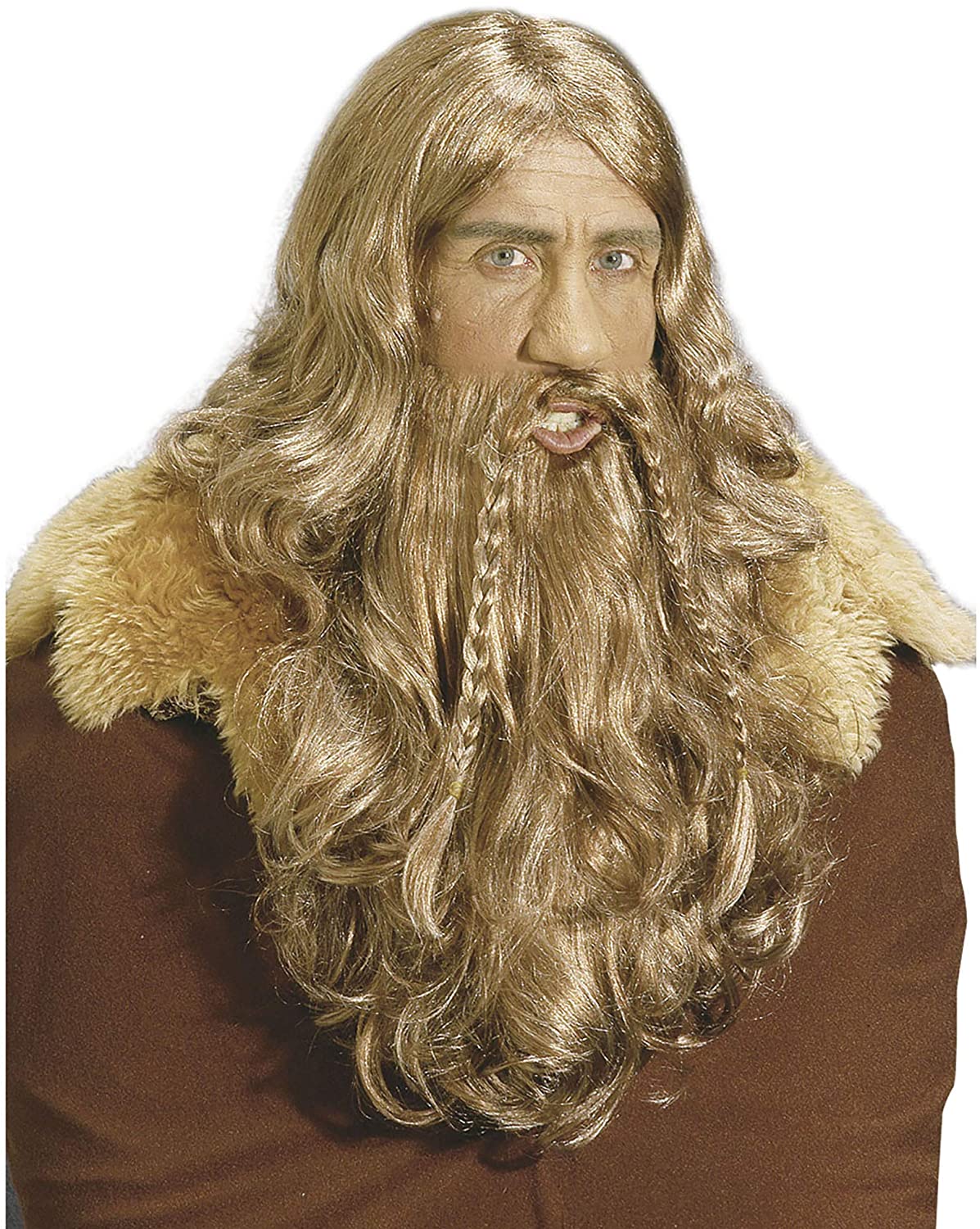 Viking withMaxi Beard Moustache Wig for Hair Accessory Fancy Dress, Brown, standard size