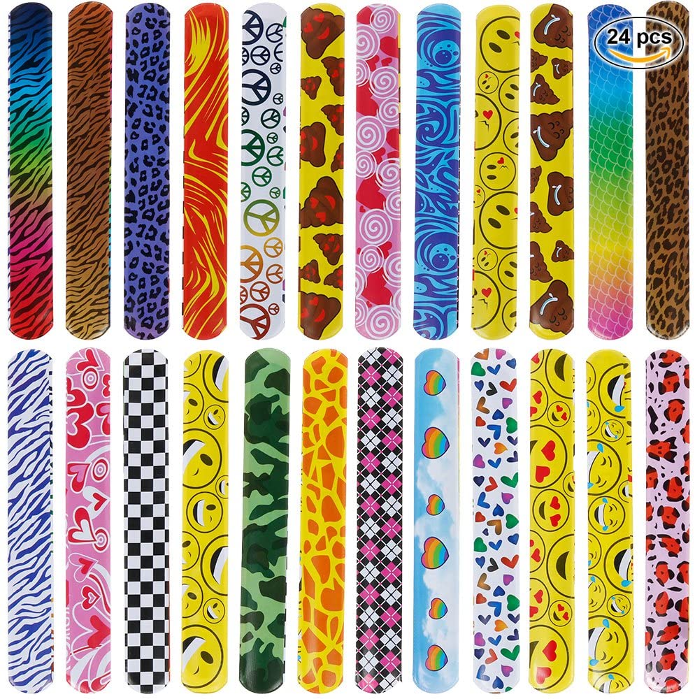 GOLDGE 24pcs Slap Bands for Kids Colorful Slap Bracelets for Party Bags Fillers & Favors - Image 3