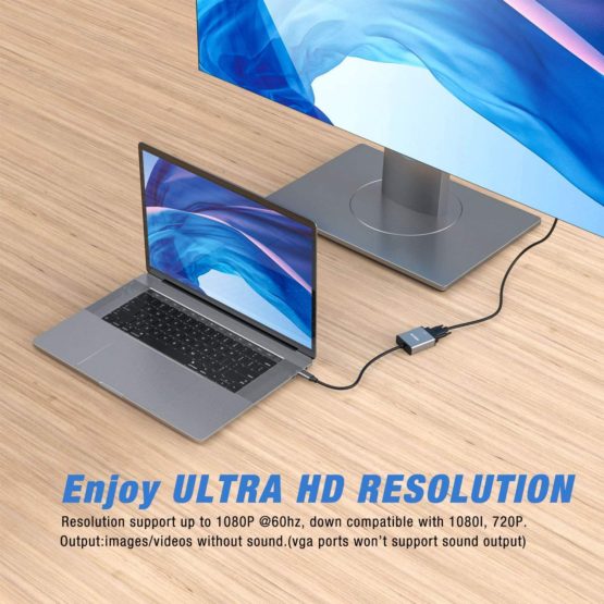 USB C to VGA Adapter, Thunderbolt 3 (USB Type C) to VGA Adapter for MacBook Pro 2020-2016,MacBook Air 2020-2018,Lenovo 900,Dell XPS 13,HP Spectre x2 - Image 3