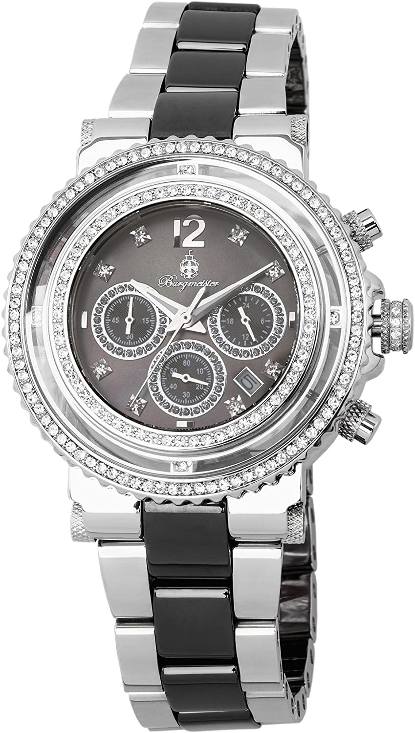 Burgmeister Kardamena Women's Quartz Watch with Black Dial Chronograph Display and Silver Stainless Steel Bracelet BM215-121