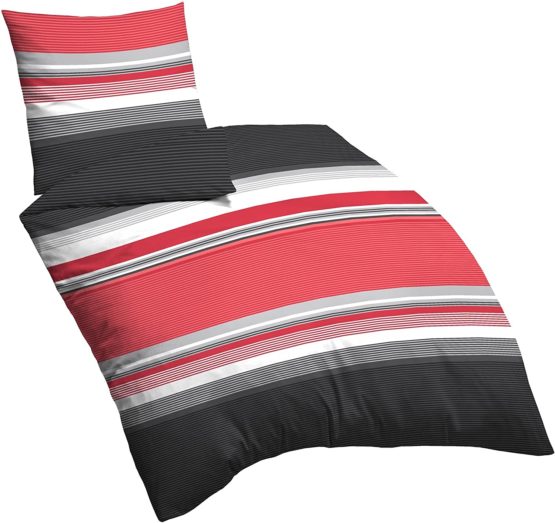 Castell 60647 Cotton Satin Bedding, Oeko-Tex Standard 100, Satin, red, 135 x 200 cm + 80 x 80 cm