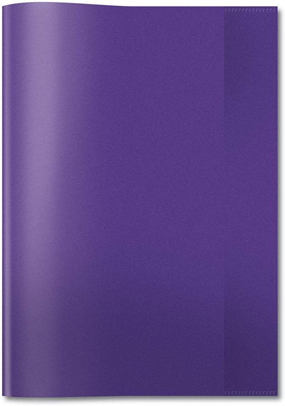HERMA Clear Exercise Book Cover A4, Made of wipeable and Sturdy Plastic, Slip on Cover Jackets for School, Purple, 7496