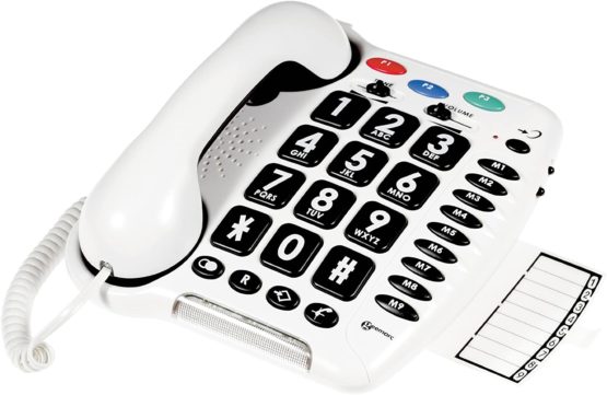 Geemarc CL100- Amplified Loud Big Button Corded Telephone with Tone and Volume Control- Hearing Aid Compatible- Low to Medium Hearing Loss- White Colour- UK Version