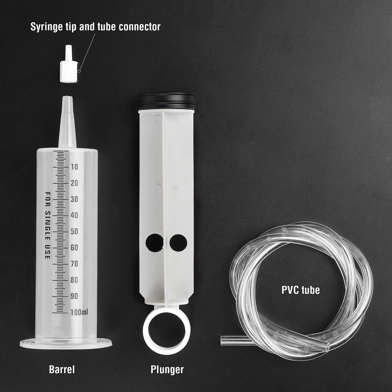 Hyber&Cara 100ml Syringe with 100cm Tube, Large Plastic Measuring Syringe for Fluid Oil Suction Nutrient Measuring, Refilling - Image 2