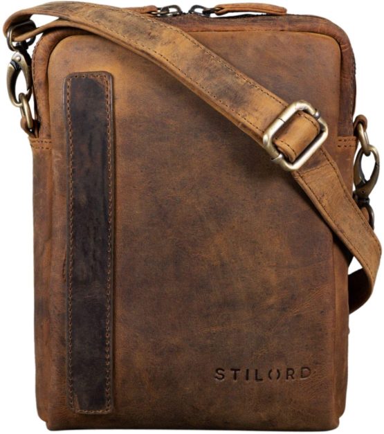 STILORD 'John' Small Men's Leather Shoulder Bag Vintage Cross Body Cross Over for 8.4 Inch Tablet Handbag in Genuine Leather