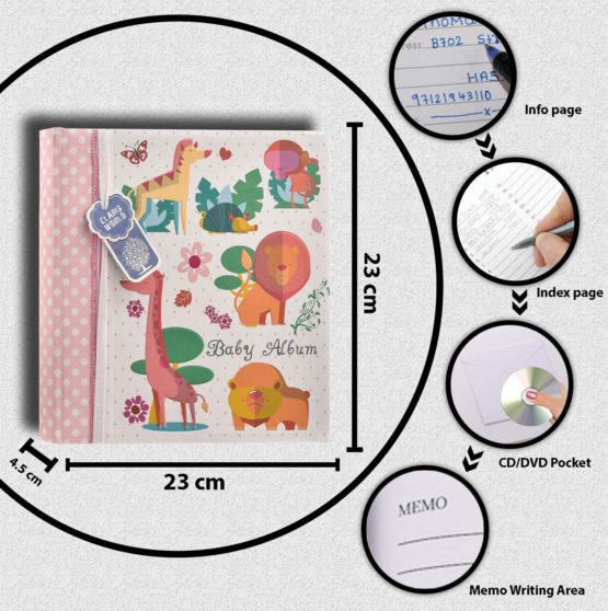 Baby Girls Pink Slip in Case Memo Photo Album 4 x 6'' for 200 Photos - Woodland Animals - Ideal Gift - Image 2
