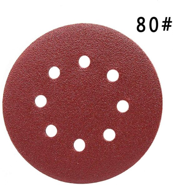 Maveek 50 Pieces 8 Holes Sanding Discs 80 Grit 5 inch Hook and Loop Sandpaper Assortment for Random Orbital Sander