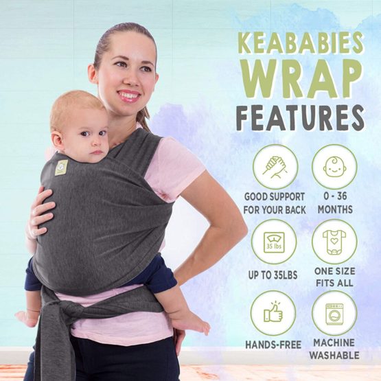 Baby Wrap Carrier - All in 1 Stretchy Baby Sling - Baby Carrier Sling - Baby Carrier Wraps - Baby Carriers for Newborn, Infant - Baby Holder Straps - Baby Slings - Baby Sling Wrap (Mystic Gray) - Image 2