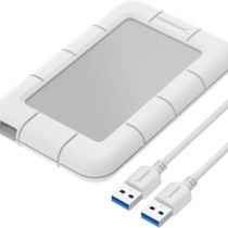 Sabrent USB 3.0 to SSD / 2.5-Inch SATA External Shockproof Aluminum Hard Drive Enclosure [Support UASP SATA III] White/Silver (EC-UM3W)