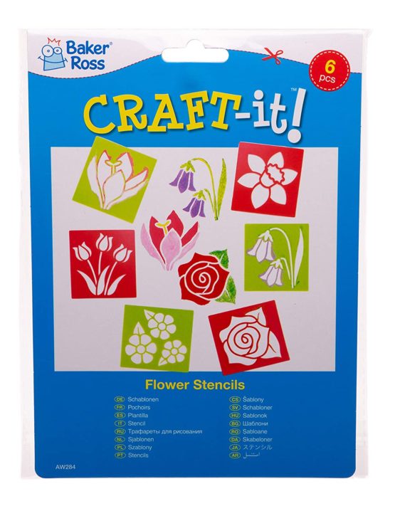 Baker Ross AW284 Flower Stencils-Pack of 6, Floral Kids to Use in Arts and Crafts Activities, Painting and Printing Projects, Assorted - Image 3