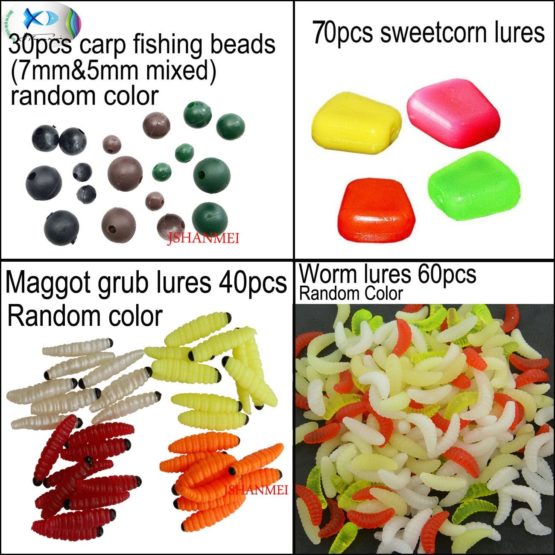 JSHANMEI 220PCS/Box Carp Fishing Tackle Box Artificial Plastic Fake Baits Sweetcorn/Beads/Worm Lures Imitation Baits Carp Fishing Gear Kit - Image 2