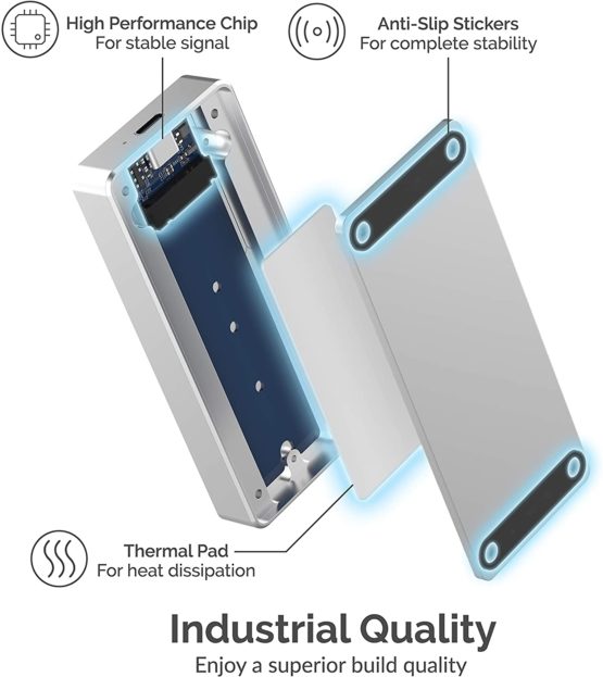Sabrent USB 3.1 Aluminum Enclosure for M.2 NVMe SSD in Gray (EC-NVME) - Image 4