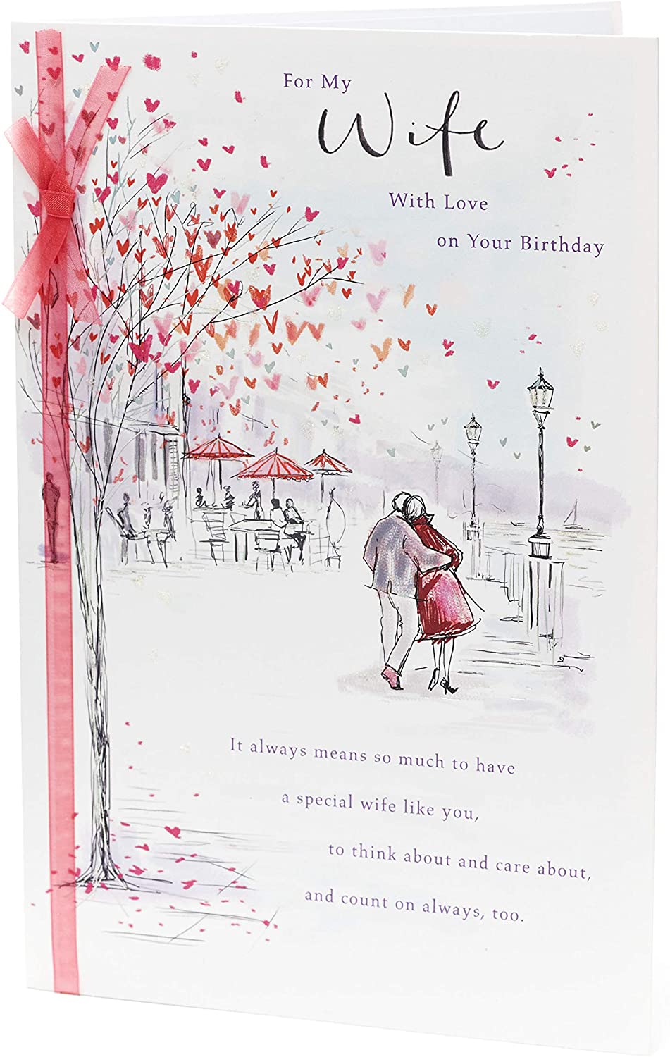 Sentimental Birthday Card for Her with Ribbon - Husband to Wife, Multi, 165 mm x 254 mm - Image 3