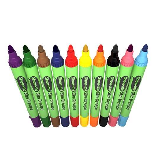 Bullet Tip Dry-wipe Markers, Pack of 10 Assorted Colour Whiteboard Pens - Image 3