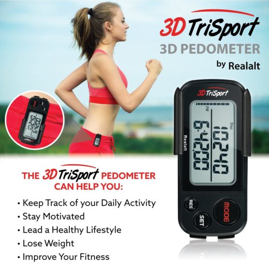 Realalt 3DTriSport 3D Pedometer, Accurate Step Counter with Clip and Strap - Image 3