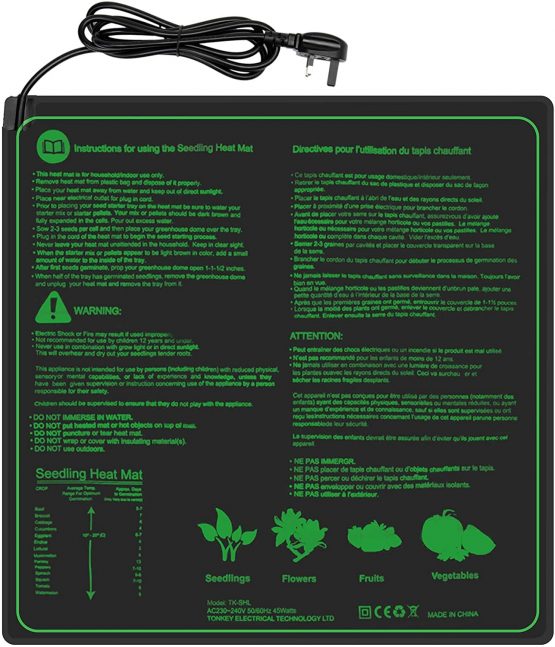 Hyindoor Seedling Heat Mat Heated Propagator Durable Waterproof Seedling Heating Pad for Winter Hydroponic Indoor Seedling Germination 20"x 20"(50 * 50cm)