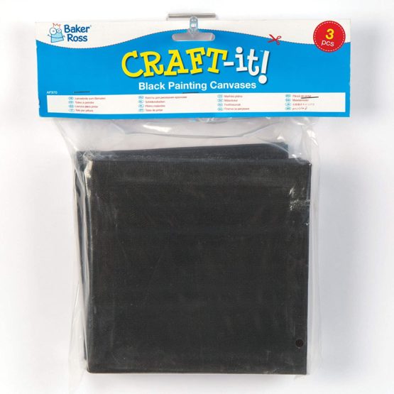 Baker Ross AF970 Mini Black Fabric, Primed and Stretched Canvas Perfect for Painting, Artist Work and Arts and Crafts, Assorted, (Pack of 3) - Image 3