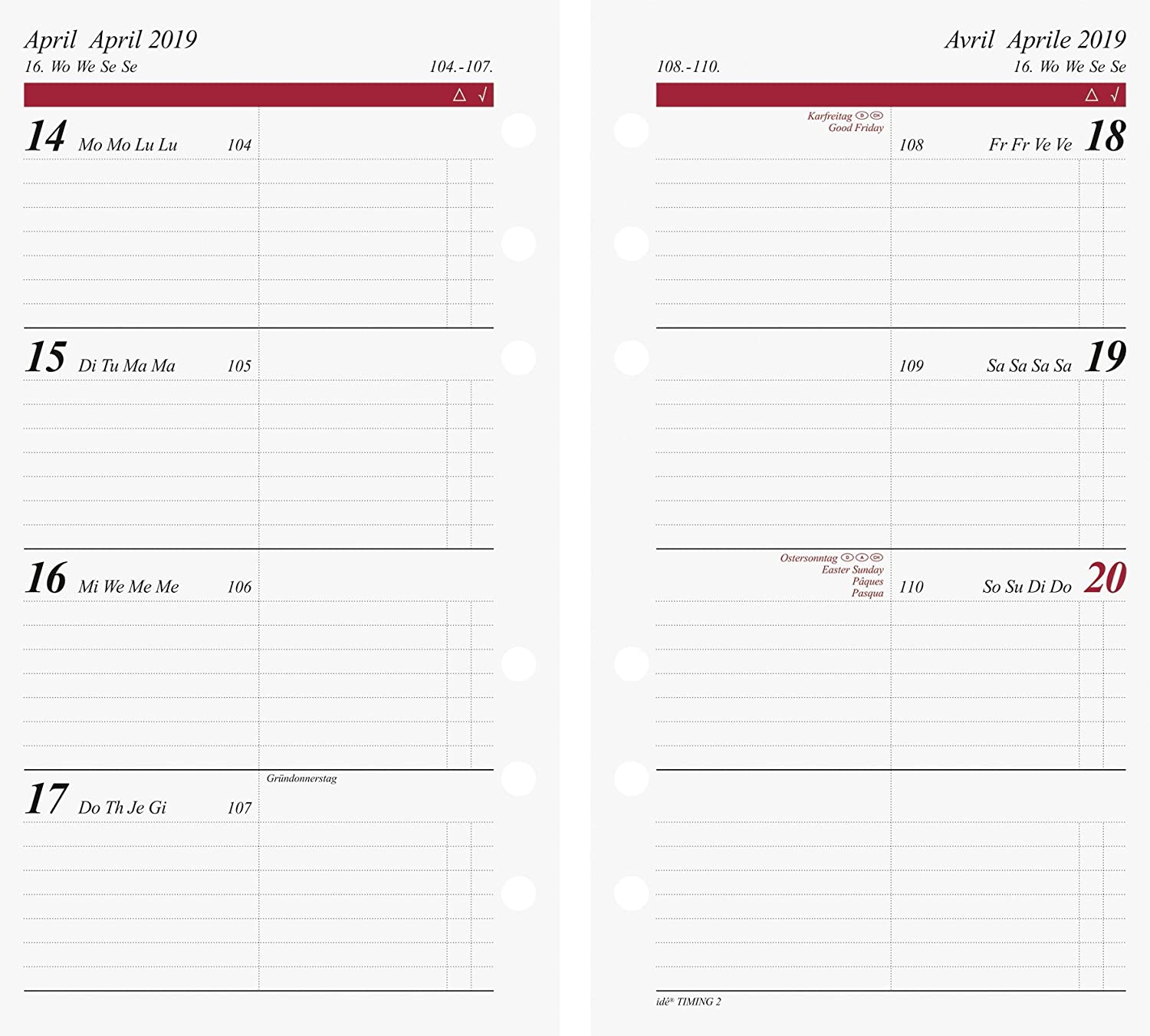 rido/Idé 706691019 Week Calendar 2019 Timing 2 Sheets) Size 2 3 x 17 cm - Image 4