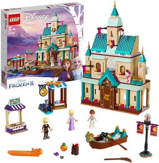 LEGO 41167 Disney Frozen II Arendelle Castle Village with Princess' Anna and Elsa plus Kristoff Mini dolls, Princess' Castle, Market and Rowing Boat, Cat and 2 Birds, Toy Set for Girls and Boys 5+