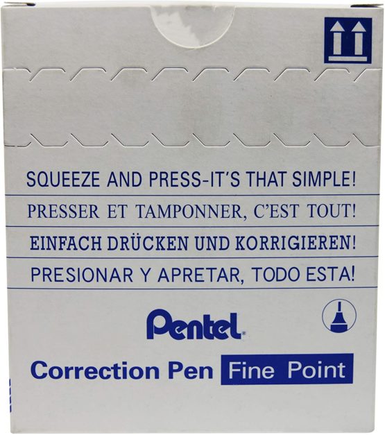 Pentel Micro Correct Correction Fluid Pen Needle Point Precision Tip 12ml Fine Ref ZL31-W [Pack of 12]