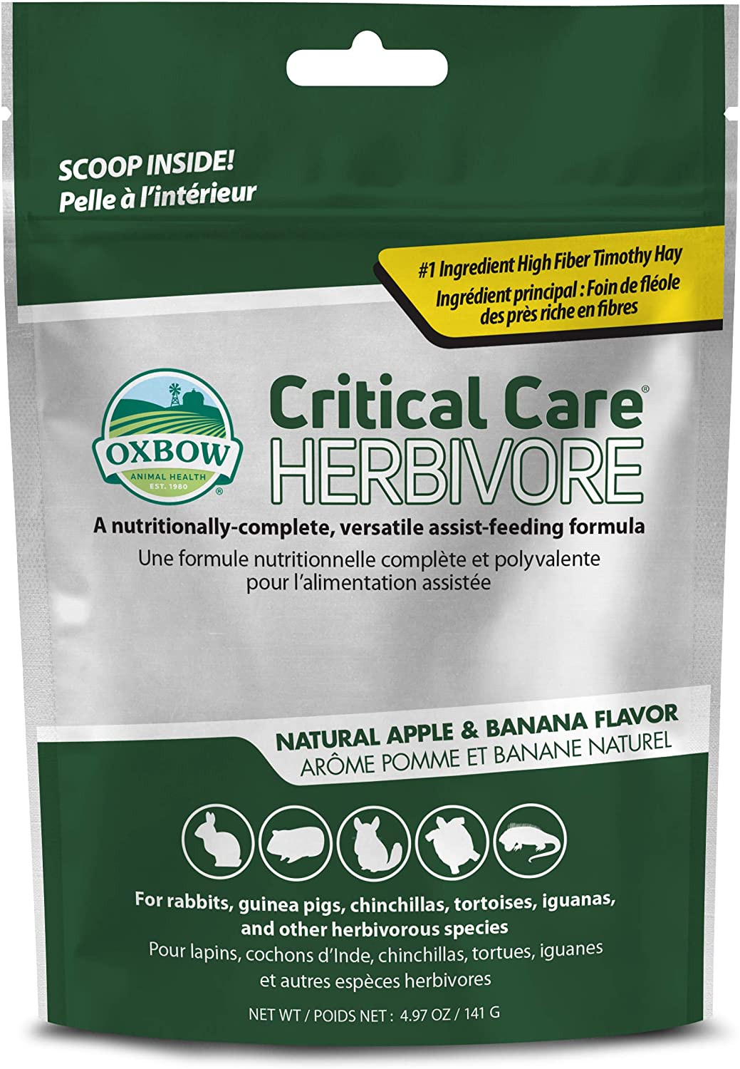 Oxbow Critical Care Herbivore, Nutritionally Complete Feeding Assist Formula for Small Animals & Pets