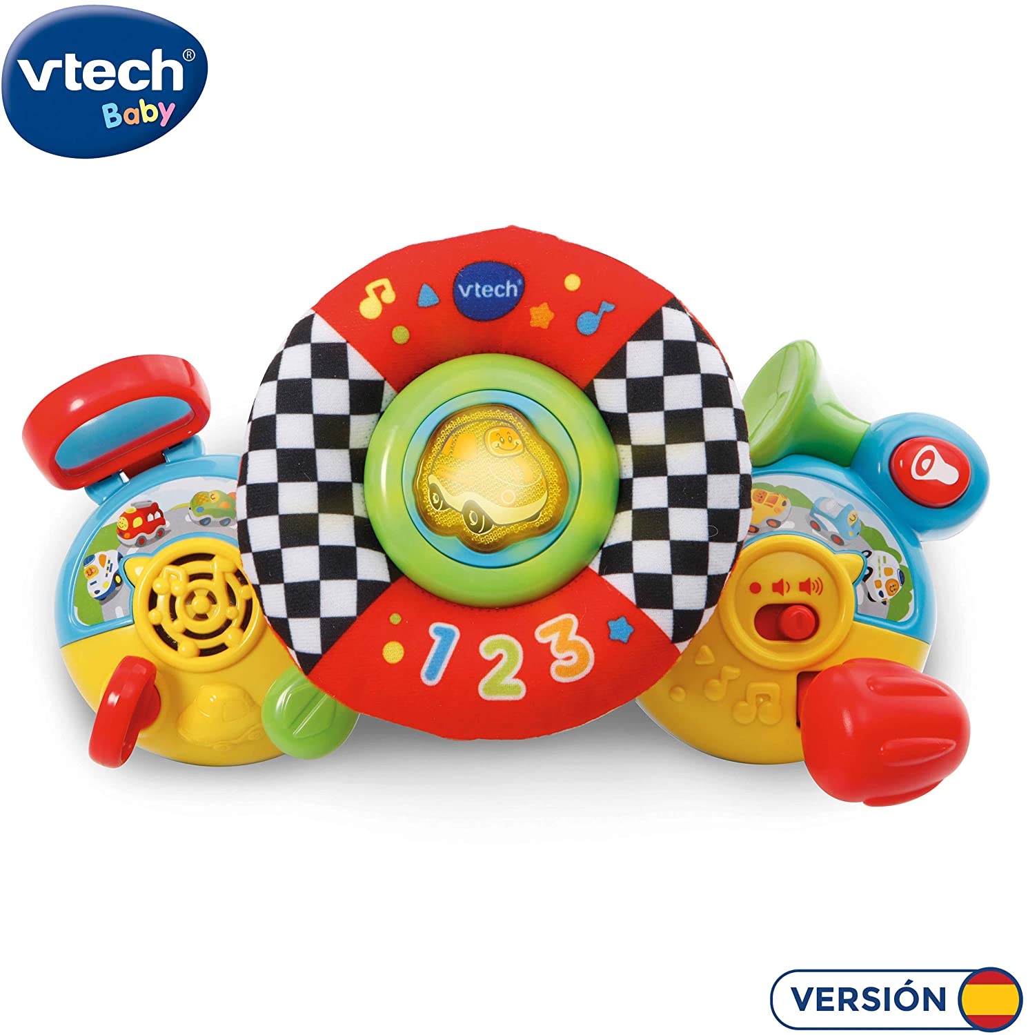 VTech 80-192522 TUT Buggy Steering Wheel Stroller Toy with Fastening Strips Driving Simulator Teaching New Words and Road Safety