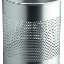 Durable Metal Round Waste Bin Silver 15 Litre Capacity | Stylish 165 mm Perforated Ring | Waste Basket for Offices, Schools, Home, etc.