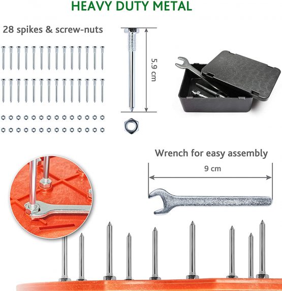 GRÜNTEK Lawn Aerator Shoes | Garden Grass Aerator Spiked Sandals | 4 Secure Adjustable Straps | Universal Size for all Shoes or Boots - Image 4